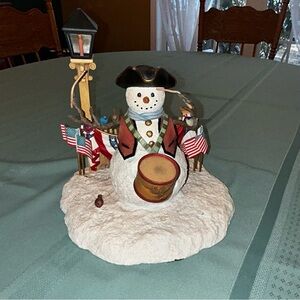 Lenox by Lynn Bywaters DRUM & BIRDIE CORPS Snowman Christmas Figurine Patriotic